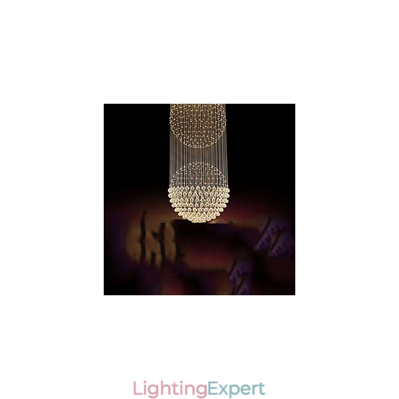 Pendant Light Modern Crystal Chandelier 12 Lights Silver Canpoy Clear Crystal Globe Ceiling Lamps Fixtures