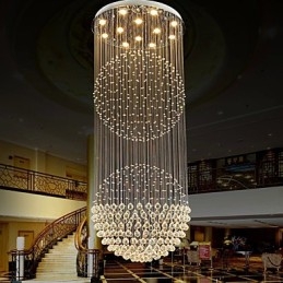 Pendant Light Modern Crystal Chandelier 12 Lights Silver Canpoy Clear Crystal Globe Ceiling Lamps Fixtures
