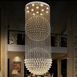 Pendant Light Modern Crystal Chandelier 12 Lights Silver Canpoy Clear Crystal Globe Ceiling Lamps Fixtures