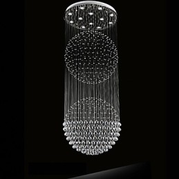 Pendant Light Modern Crystal Chandelier 12 Lights Silver Canpoy Clear Crystal Globe Ceiling Lamps Fixtures