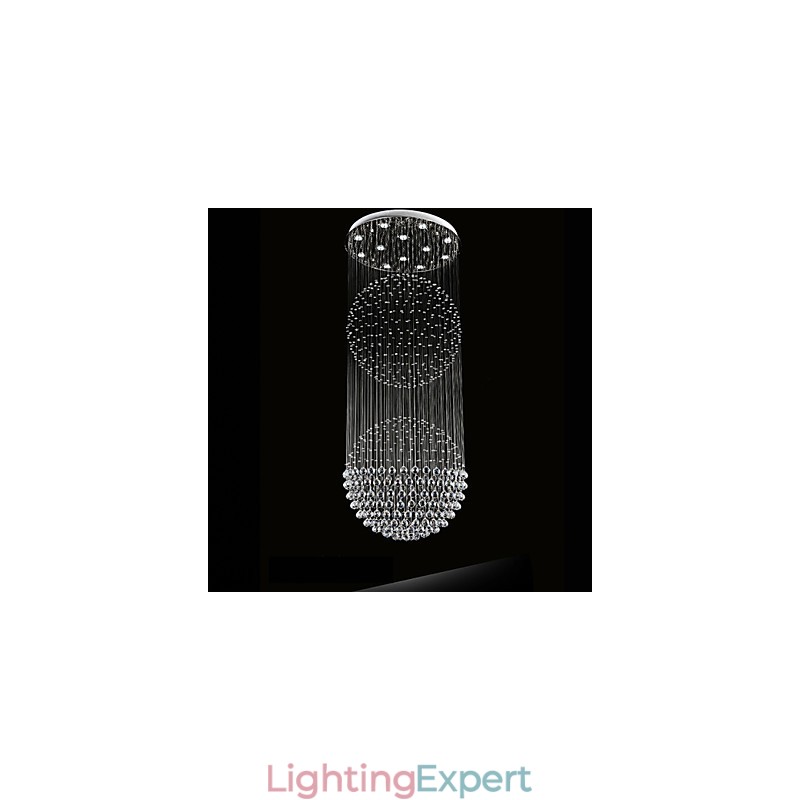 Pendant Light Modern Crystal Chandelier 12 Lights Silver Canpoy Clear Crystal Globe Ceiling Lamps Fixtures