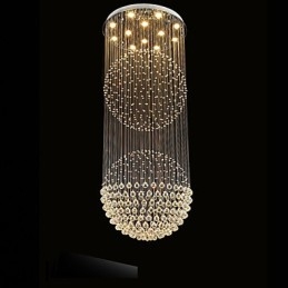 Pendant Light Modern Crystal Chandelier 12 Lights Silver Canpoy Clear Crystal Globe Ceiling Lamps Fixtures
