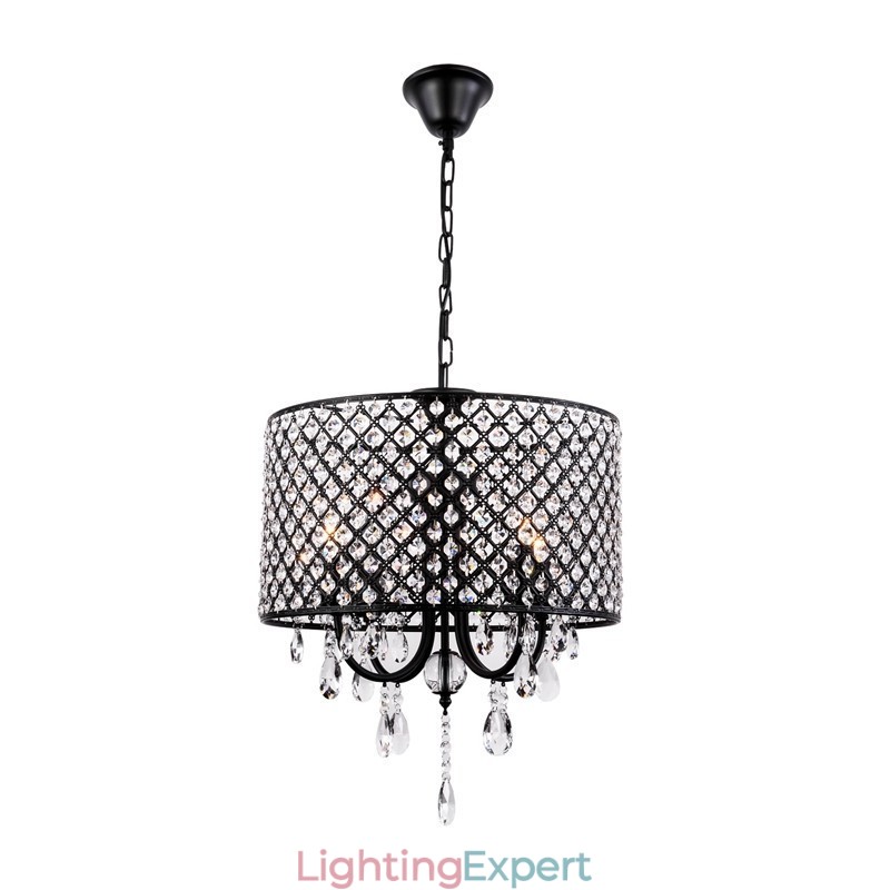 Modern Contemporary Drum Crystal Chrome Chandelier