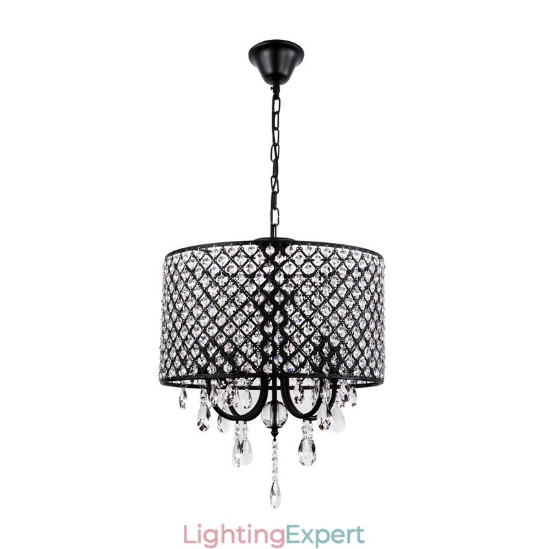 Modern Contemporary Drum Crystal Chrome Chandelier