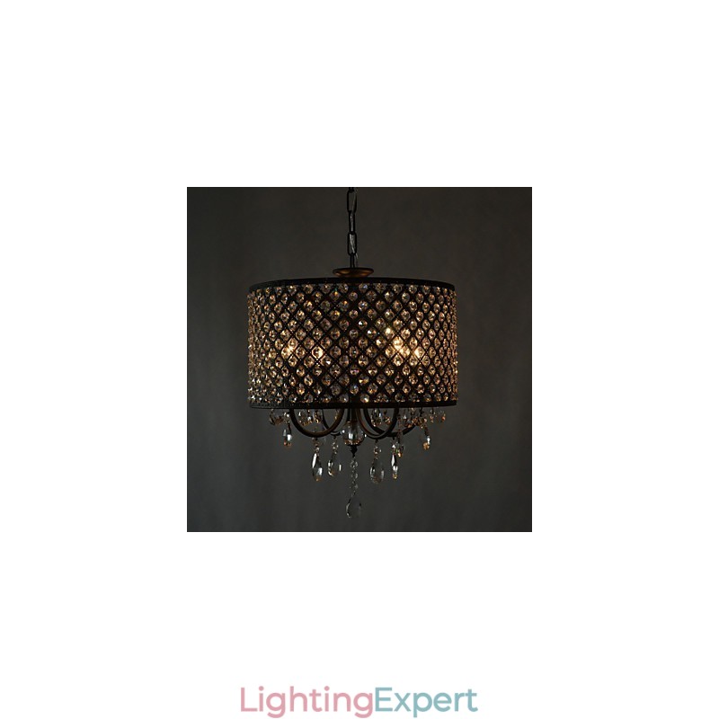 Modern Contemporary Drum Crystal Chrome Chandelier