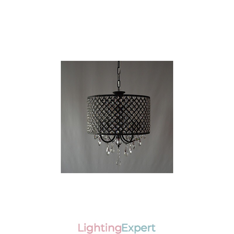 Modern Contemporary Drum Crystal Chrome Chandelier
