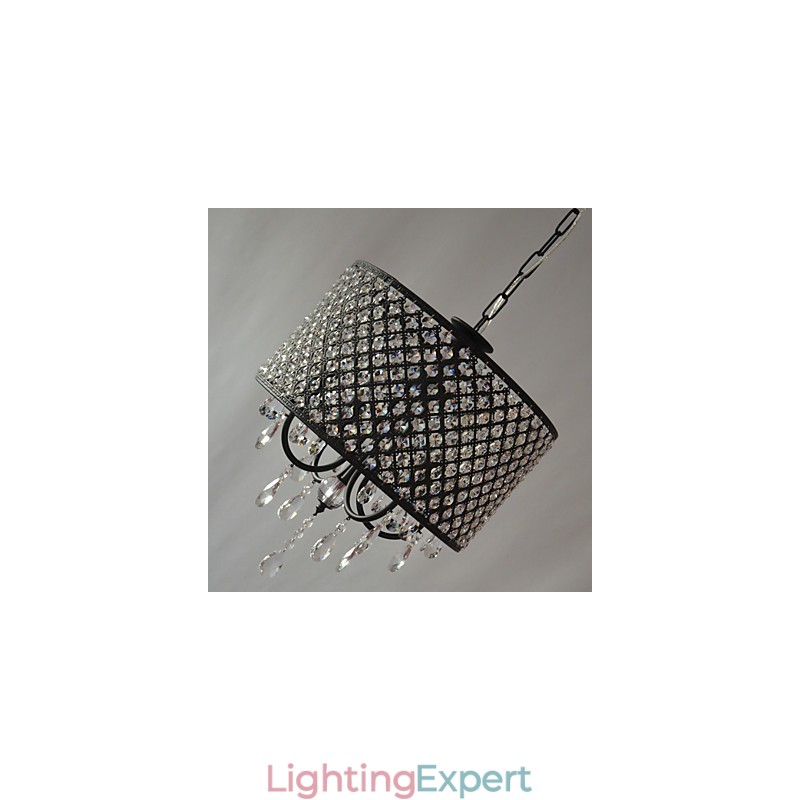 Modern Contemporary Drum Crystal Chrome Chandelier