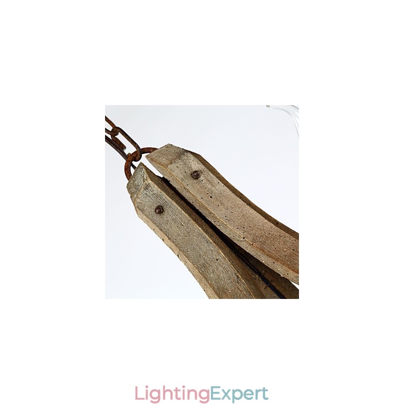 Vintage Mini Style Painting Wood Bamboo Chandelier