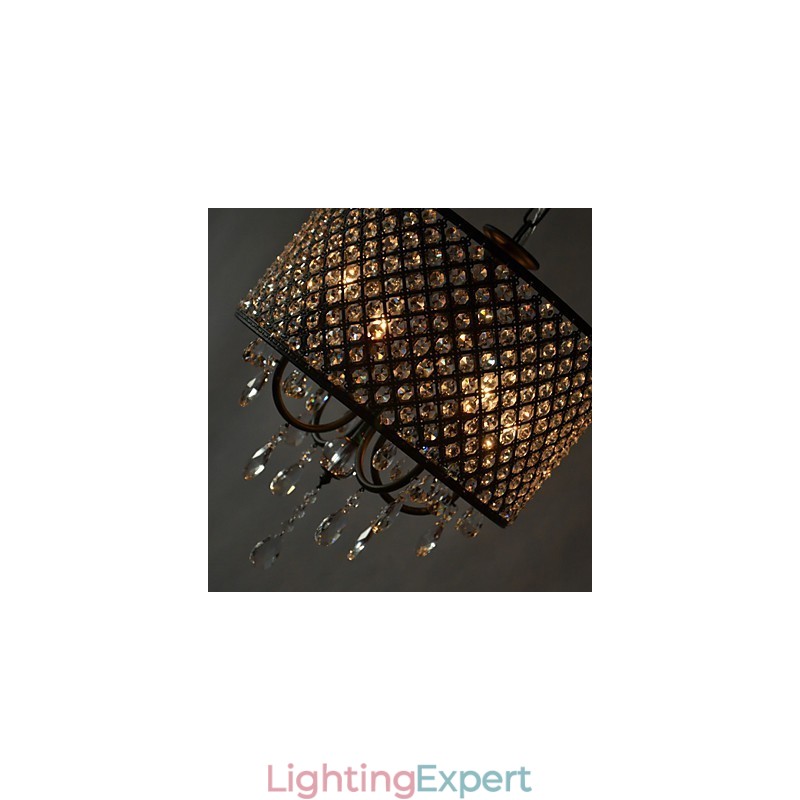 Modern Contemporary Drum Crystal Chrome Chandelier