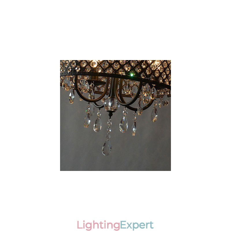 Modern Contemporary Drum Crystal Chrome Chandelier