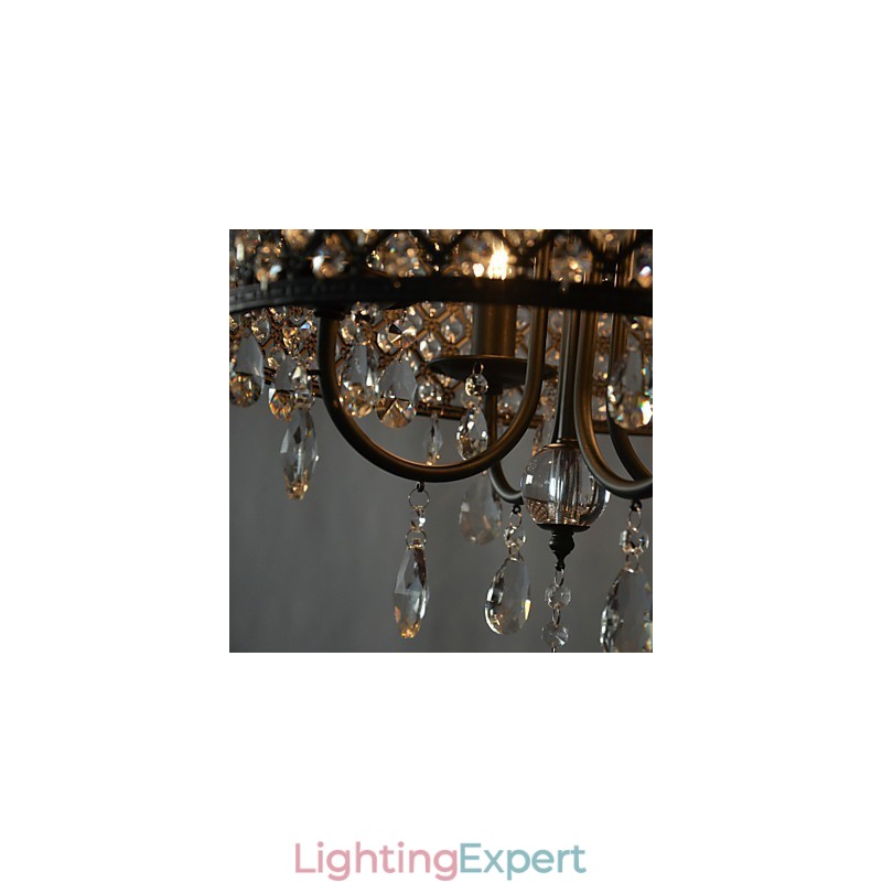 Modern Contemporary Drum Crystal Chrome Chandelier