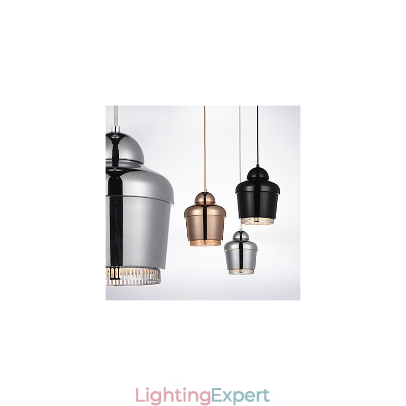 Pendant Lamp 1 Light Modern Simplicity Golden Chrome Black White Carbon Steel Metal Chandelier