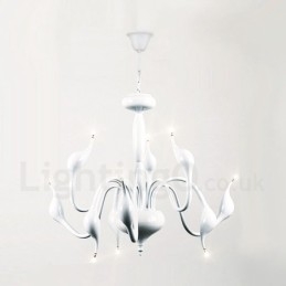 9 Light White Modern Contemporary Electroplated Metal Chandelier