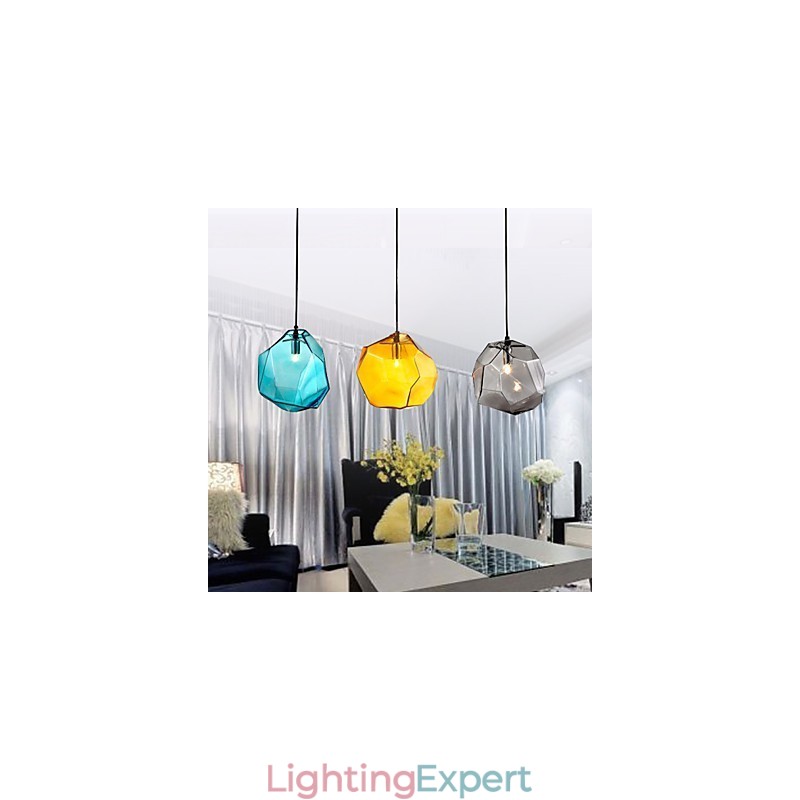 Pendant 3 Light Italy Style Transparent Electroplating