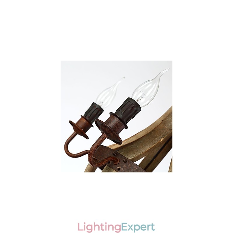 Vintage Mini Style Painting Wood Bamboo Chandelier