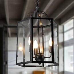 Traditional Classic Vintage Retro Lantern Country Mini Style Painting Metal Pendant Light Dining