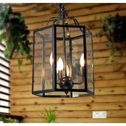 Traditional Classic Vintage Retro Lantern Country Mini Style Painting Metal Pendant Light Dining