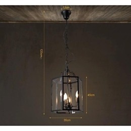 Traditional Classic Vintage Retro Lantern Country Mini Style Painting Metal Pendant Light Dining