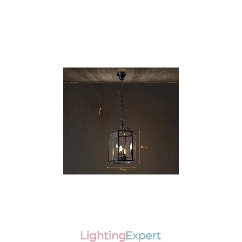 Traditional Classic Vintage Retro Lantern Country Mini Style Painting Metal Pendant Light Dining