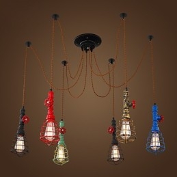 6 Lights Vintage Pendant Light Waterpipe Design Lights