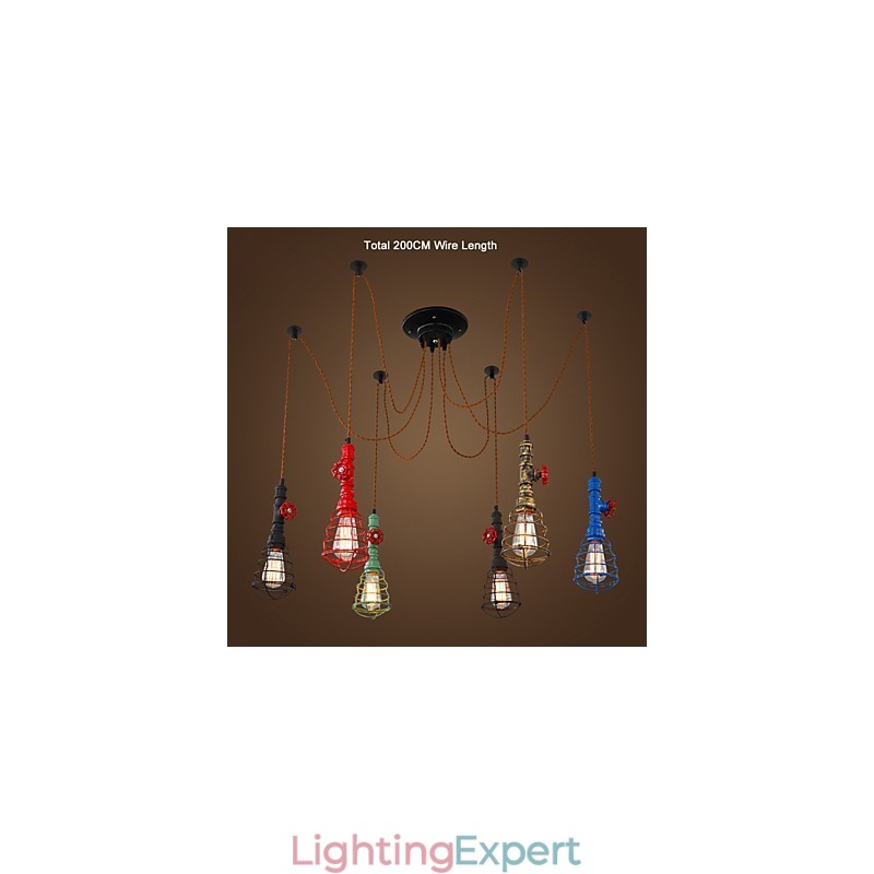 6 Lights Vintage Pendant Light Waterpipe Design Lights