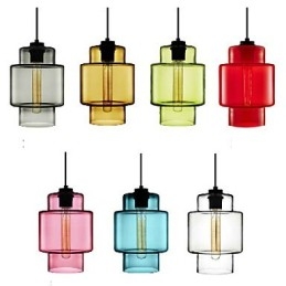 Single Head Art Glass Chandelier Pendant Light with Glass Shade (Grey Yellow Green Red Pink Blue White)
