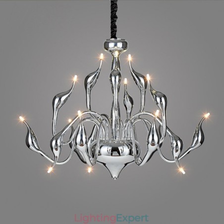 15 Light Silver Modern Contemporary Chrome Electroplated Metal Chandelier