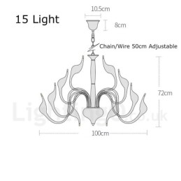 15 Light Silver Modern Contemporary Chrome Electroplated Metal Chandelier