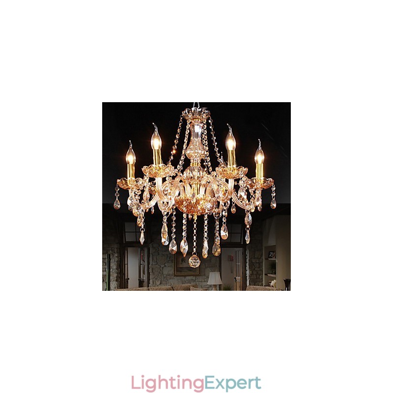 Amber 6 Lights Elegant Crystal Chandelier for Home