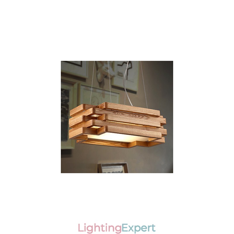 Modern Contemporary Country Mini Style Wood Bamboo Pendant Light