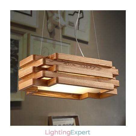Modern Contemporary Country Mini Style Wood Bamboo Pendant Light
