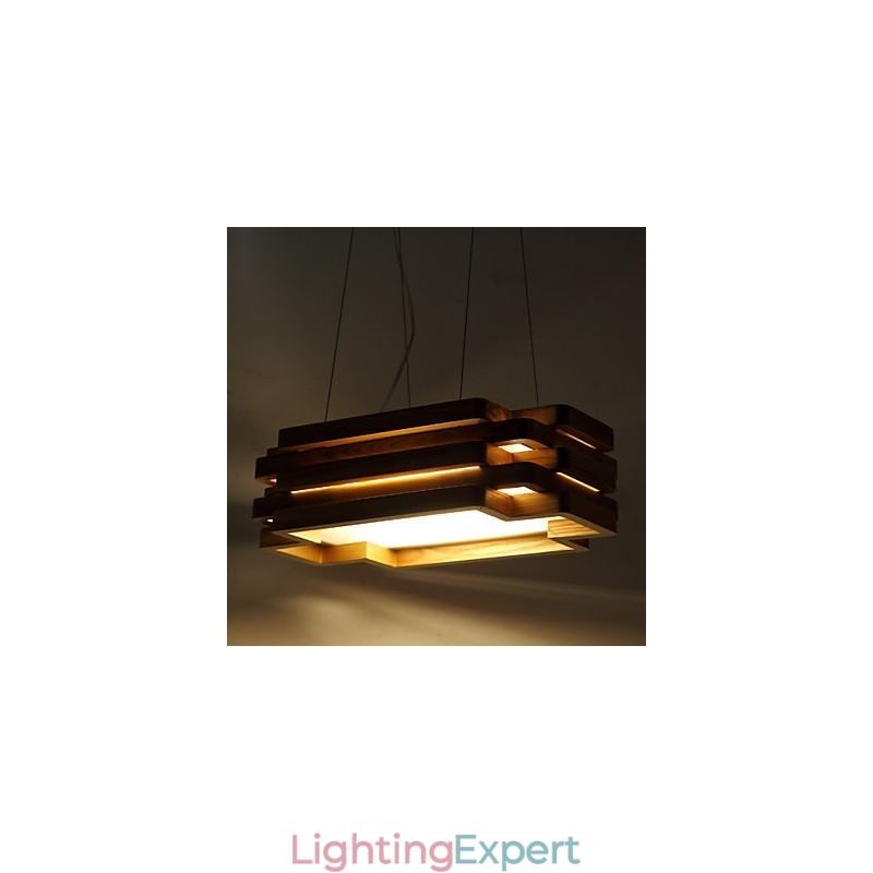 Modern Contemporary Country Mini Style Wood Bamboo Pendant Light