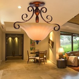 Rustic Lodge Vintage Mini Style Painting Metal Pendant Light