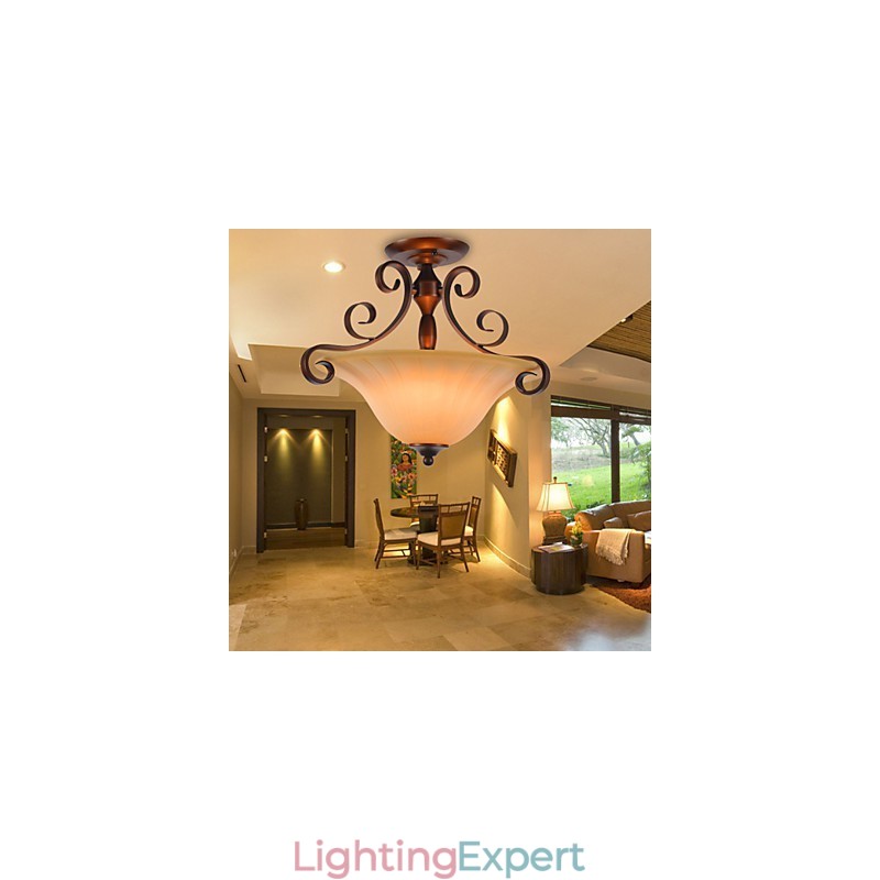 Rustic Lodge Vintage Mini Style Painting Metal Pendant Light