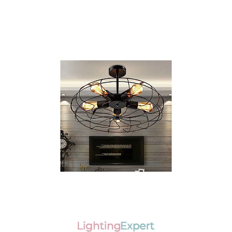 Industrial Vintage Metal Fan Pendant Lamp Steampunk Ceiling Chandelier Light