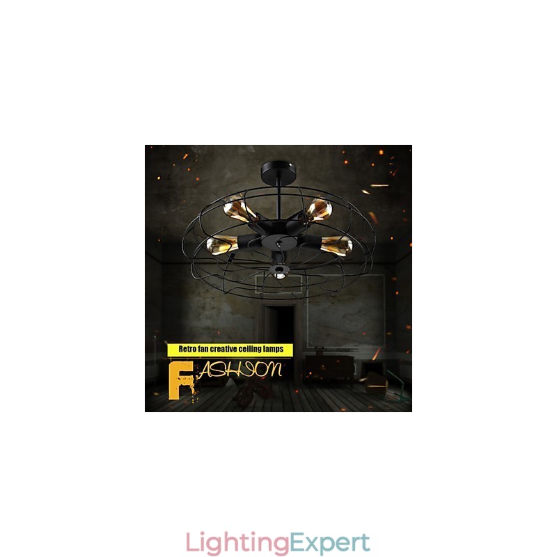 Industrial Vintage Metal Fan Pendant Lamp Steampunk Ceiling Chandelier Light
