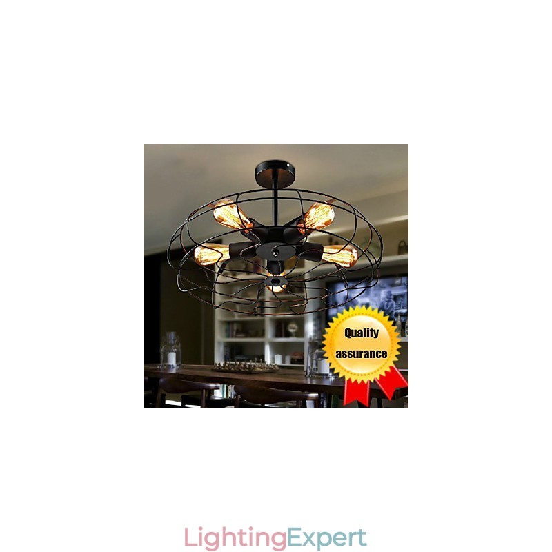 Industrial Vintage Metal Fan Pendant Lamp Steampunk Ceiling Chandelier Light