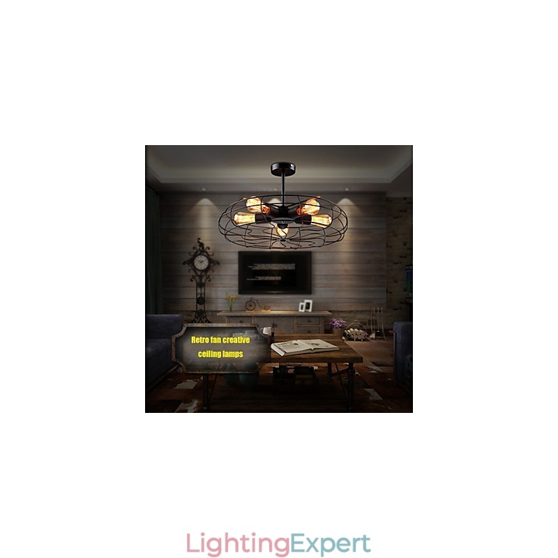 Industrial Vintage Metal Fan Pendant Lamp Steampunk Ceiling Chandelier Light