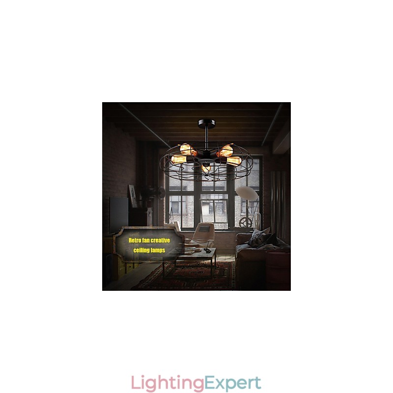 Industrial Vintage Metal Fan Pendant Lamp Steampunk Ceiling Chandelier Light