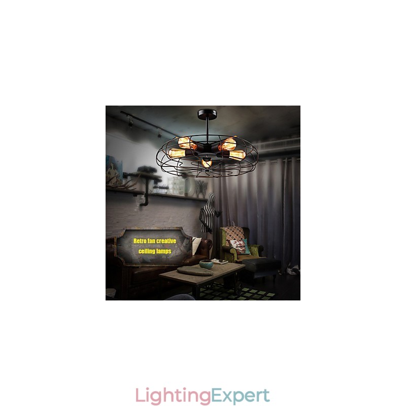 Industrial Vintage Metal Fan Pendant Lamp Steampunk Ceiling Chandelier Light
