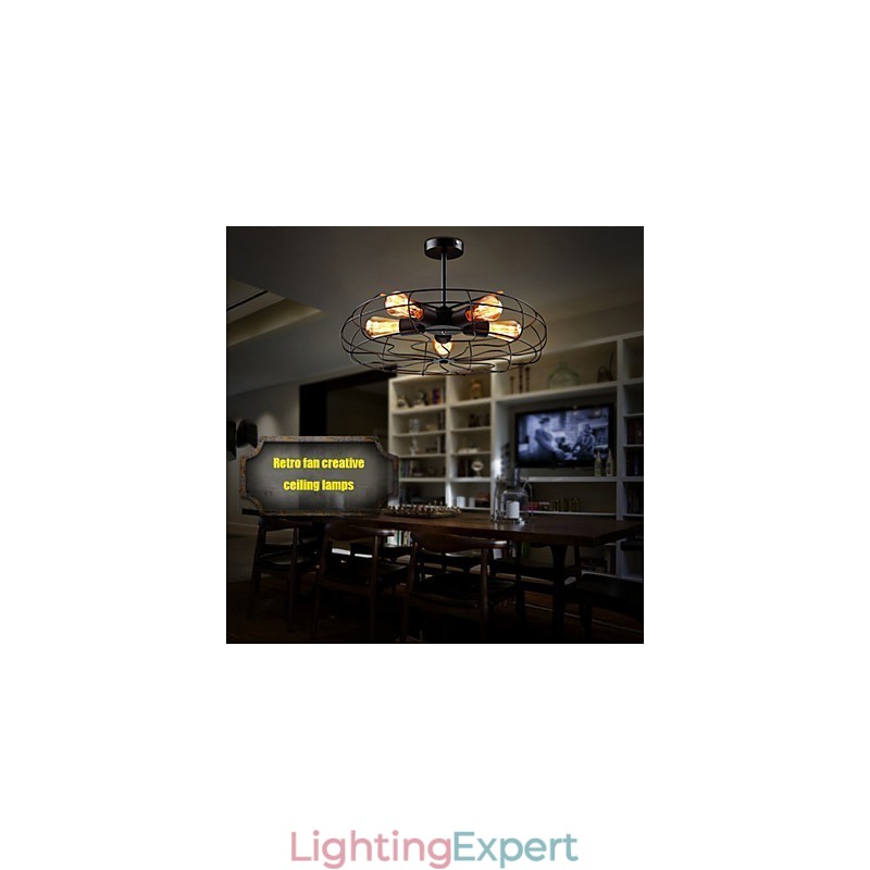 Industrial Vintage Metal Fan Pendant Lamp Steampunk Ceiling Chandelier Light