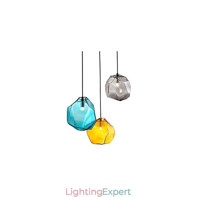 Creative Ice Crystal Glass Diamond Pendant Chromatic Droplight Lamp Light