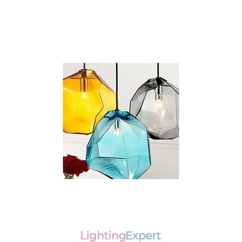 Creative Ice Crystal Glass Diamond Pendant Chromatic Droplight Lamp Light
