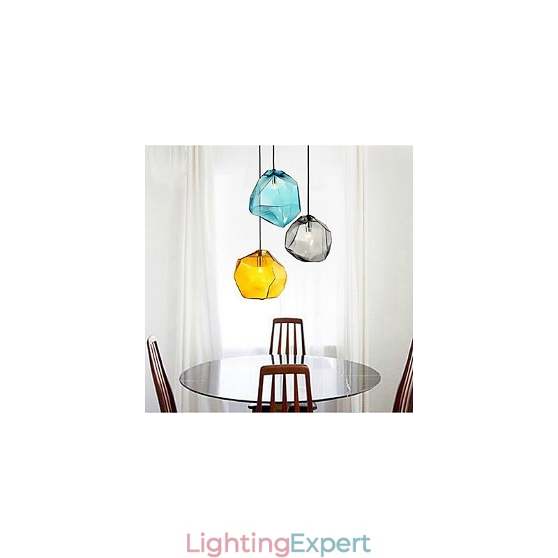 Creative Ice Crystal Glass Diamond Pendant Chromatic Droplight Lamp Light