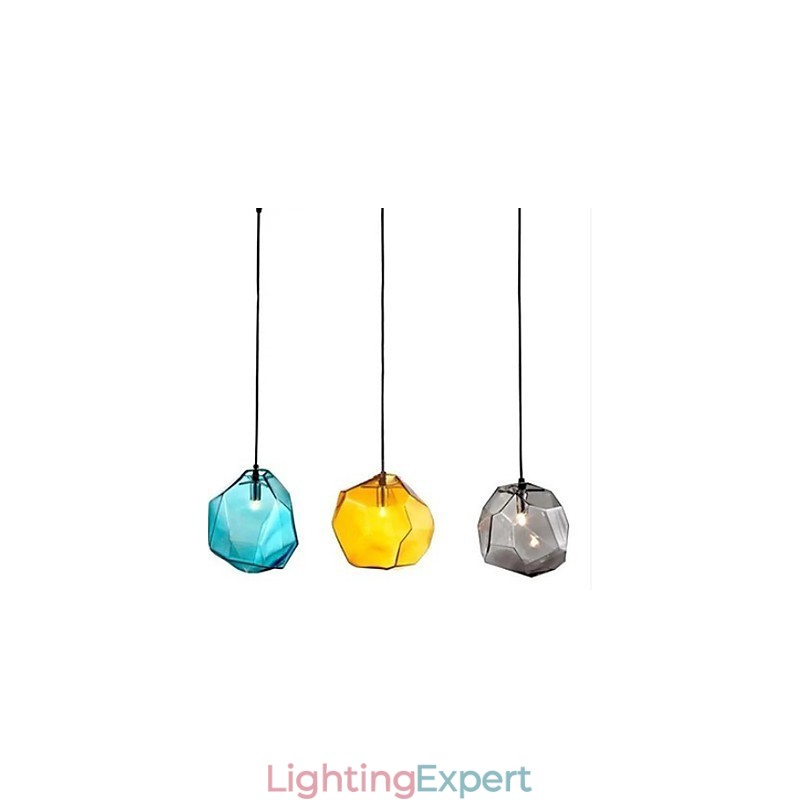 Creative Ice Crystal Glass Diamond Pendant Chromatic Droplight Lamp Light