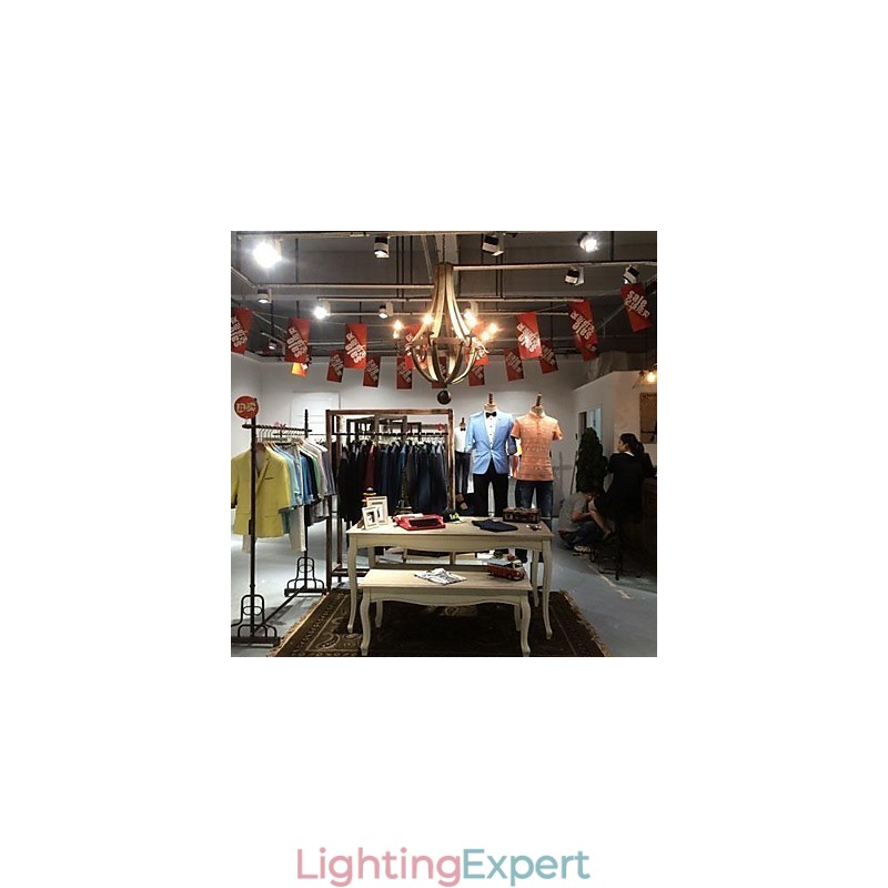Vintage Mini Style Painting Wood Bamboo Chandelier