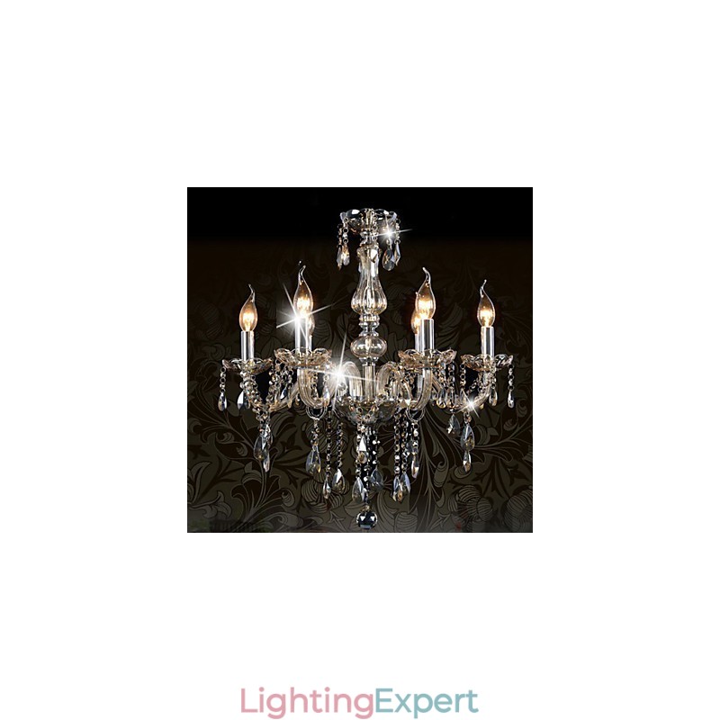 6 Lights Luxury Crystal Chandelier Cognac Color K9 Crystal Chandelier