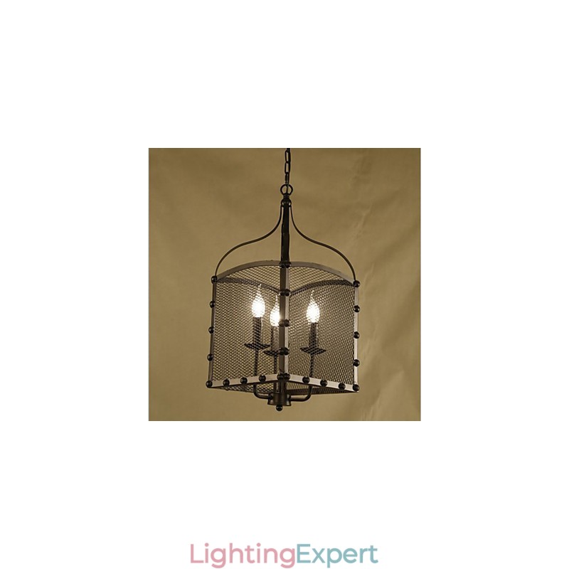 A Net Cover Retro Industrial Wind Cafe Wrought Lron Chandelier