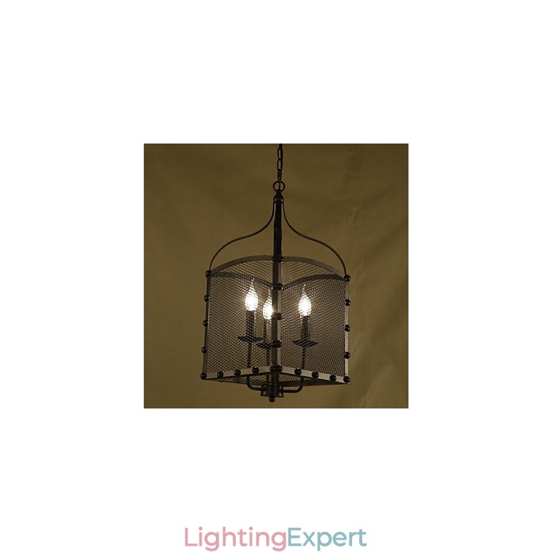 A Net Cover Retro Industrial Wind Cafe Wrought Lron Chandelier