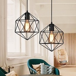 Geometrical Line Diamond Wrought Iron Chandelier Pendant Light Modern Contemporary